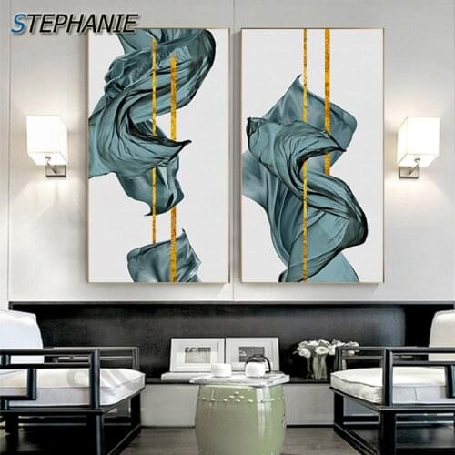 Abstract Flowing Green Canvas Painting Fashion Posters and Prints Big Size Wall Art for Living Room Abstract Wall Pictures Decor