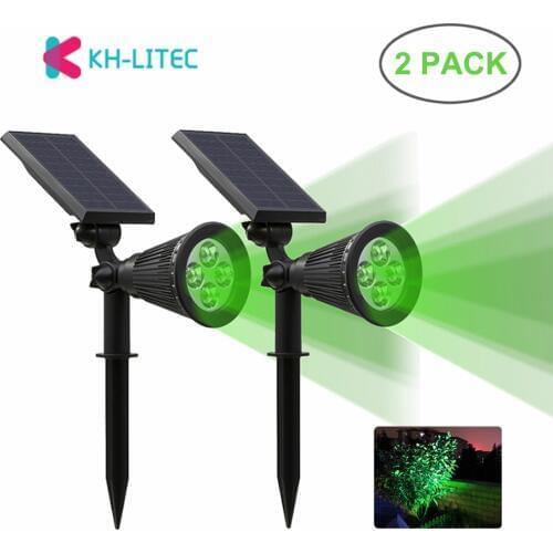KHLITEC 2 Pack Solar Spotlights Wall Light 2-in-1 Waterproof IP65 Adjustable 4 LED Landscape Outdoor Solar Lights For Garden