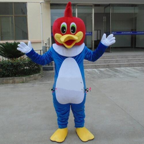 Bird Mascot Costume Red Head Blue Body White Belly Cosplay Party Outfits Advertising Carnival Halloween Chrismas Mascot