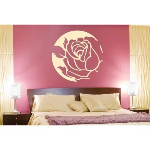 Beautiful Rose Pattern Wall Decal Bedroom Headboard Art Mural Circle Girls Home Wall Stickers For Kids Rooms Flower Decor SYY613