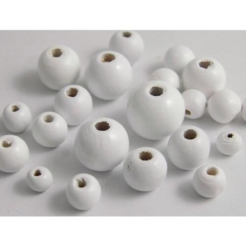 10-500pcs 6 8 10 12 14 16 18 20 25mm Round Wood Spacer Beads White Painted Wooden Ball Puzzle Beads DIY Jewelry Making Findings