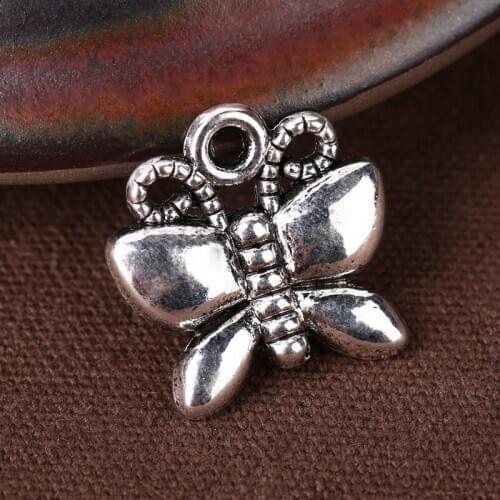 Zinc Alloy Metal Spacers For Bracelets 10Pcs 17*17 mm Retro Silver Butterfly Beads For DIY Jewelry Components Makings Supplies