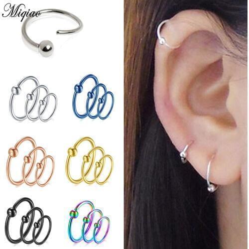 Miqiao 1pcs Surgical Steel Nose Rings Orbital Ear Stud Helix Body Piercing Jewelry