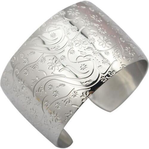 Fashion Jewelry Wide Cuff Bangle Bracelet Silver Color 316l Stainless Steel Bracelet Opened Cuff Bangles