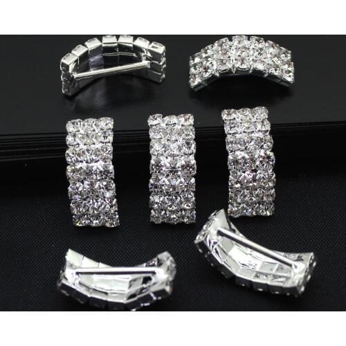 Wholesale 50pcs/lot Shiny diamond napkin clasp arc DIY costumes and hair ornaments handmade material row diamond buckle 9 * 20mm