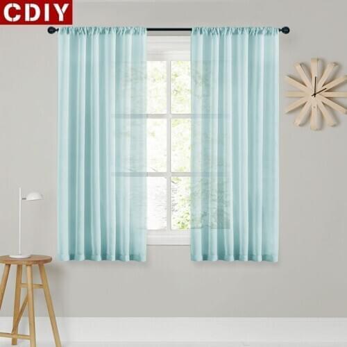 Sheer Short Curtains for Kitchen Half Window Living Room Modern Solid Voile Curtain Bedroom Home Decoration Roman Tulle Drapes