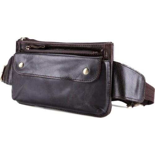 Luxury Brand Cow Leather Men Waist Bag Small Fanny Pack Male Waist Pack For Cell Phone And Credit Cards Travel Chest Bag