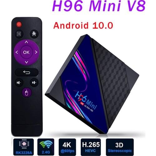 TV Box Android 10.0 H96 Mini V8 2GB 16GB 1080P 4K 3D RK3228A Quad Core 2.4GHz WIFI H96Mini Smart TV Set Top Box 1GB 8GB NEW
