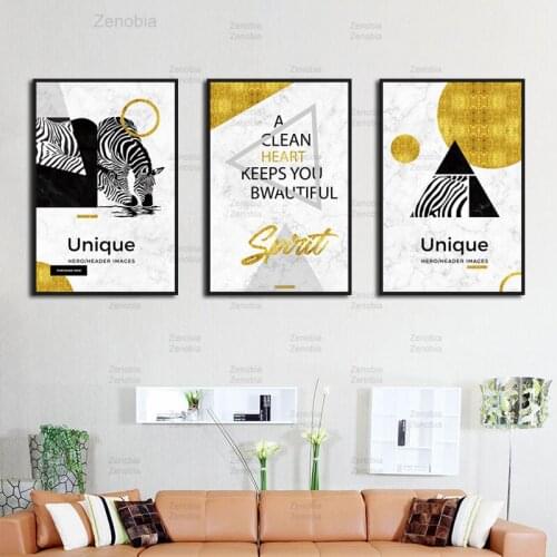 Unique Zebra Marble Decorative Poster Modular Print Canvas Painting Inspiring Hero Images Wall Art Picture for Home Decoration