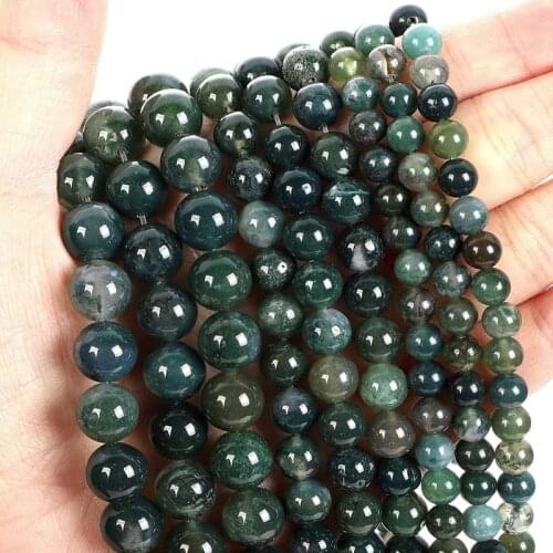 Aquatic Agate Loose Beads Natural Gemstone Smooth Round for Jewelry Making