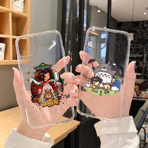Japan Spirited Away Anime Totoro Cat Phone Case for IPhone11 12Pro Max 7 8plus XR XS MAX NO Face Man Soft Silicone Cover Fundas