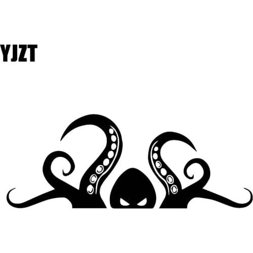 YJZT 7CM*18.3CM Car Decoration Creative Octopus Personalized Car Stickers Fashion Decals Black/Silver C30-0261