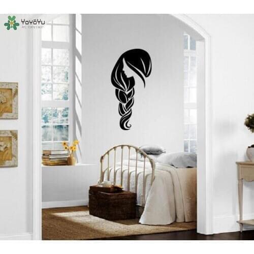YOYOYU Wall Decal Beautiful Woman Haircut Wall Sticker Girls Beauty salon Vinyl Removable Interior Home Decor Window Mural SY857