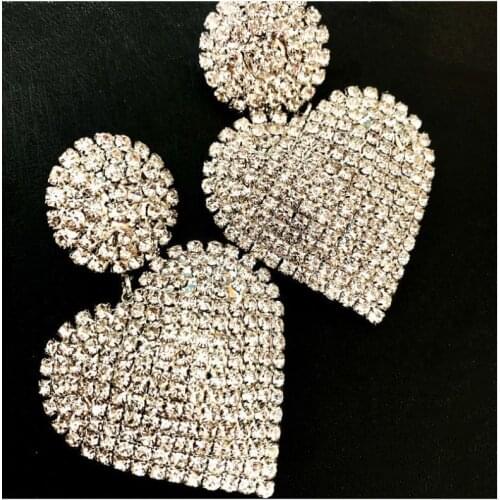 South Koreas new fashion exaggerated rhinestone earrings, retro love earrings super flash online celebrity earrings women2020