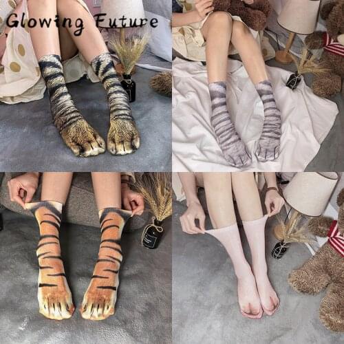Funny Socks 3D Printed Fashion Cotton Crew Unisex Socks happy Cartoon Leopard Tiger Long Socks for Men cute casual Women носки