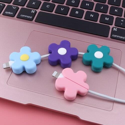 Flower Pattern Anti-break Protective Charging Cable For iPhone USB Cable Protector Cable Bite Organizer Cable Wire Winder Cover