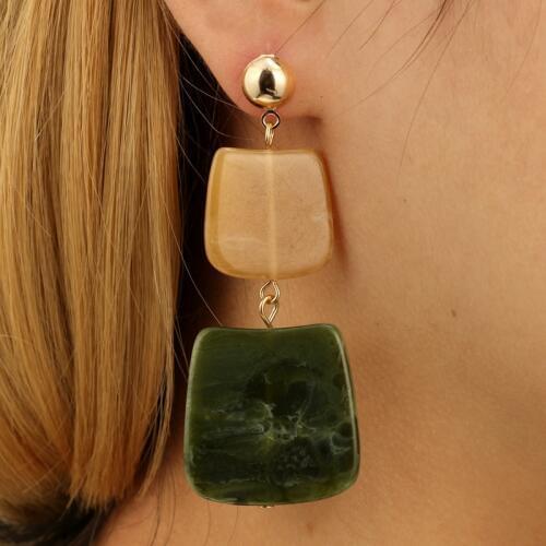 Fashion Big Resin Drop Earrings For Women 2020 New Acrylic Large Square Earrings Trendy statement Geometric Jewelry