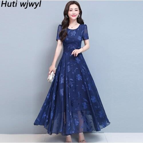 Summer Elegant Floral Chiffon Vacation Maxi Dresses 2021 Fashion Vintage Beach Long Sundress Women Casual Bodycon Party Vestidos