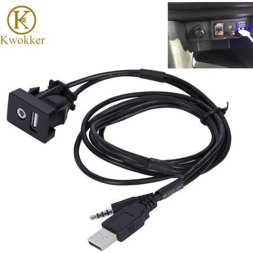 1M OBD2 cable splitter 3.5mm AUX USB Extension Cable Car Boat Dash Flush Mount USB Port Lead Mounting Panel Headphone Male
