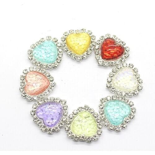 New 10 pieces/batch 18MM heart-shaped rhinestone crystal sequin jewelry accessories, DIY handmade clothing accessories