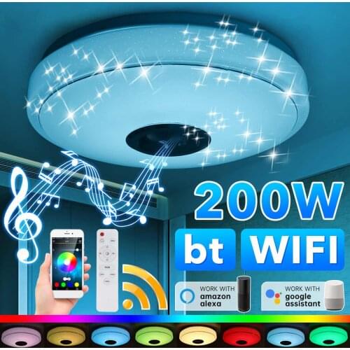 200W Modern RGB LED Ceiling Lights Home Lighting WiFi APP bluetooth Music Light Bedroom Lamp Smart Ceiling Lamp+Remote Control