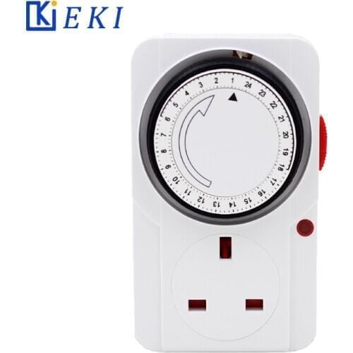24 Hour Cyclic Timer Switch Kitchen Timer Outlet Loop Universal Timing Socket Mechanical Timer 230V 13A UK Plug