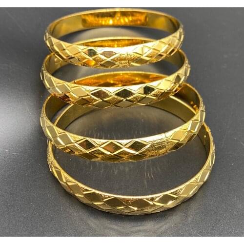 10mm 4PCS Ethiopian Dubai Gold Bangle Bracelets Europe Bangles for Women Middle East Arabia African Israel Wedding Jewelry Gift