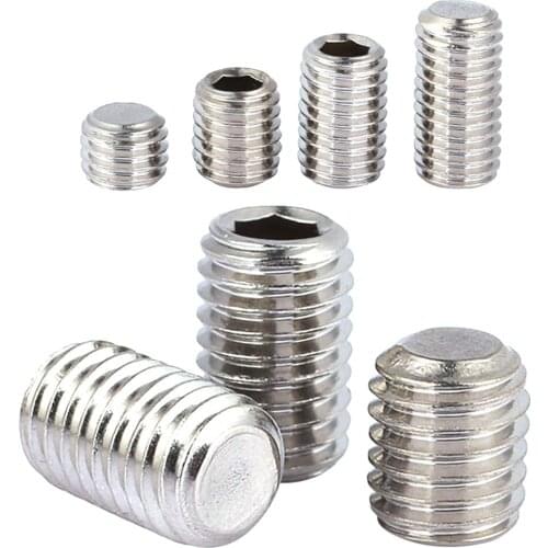 50Pcs M3 M4 M5 M6 M8 Stainless Steel 304 Hex Socket Set Screws Grub Screw Fully Threaded Allen Screws Fasteners