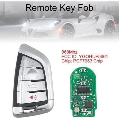 868MHz 4 Buttons Smart Remote Car Key Fob YGOHUF5661 Fit for BMW CAS4 CAS1 2 3 4 5 5 5 6 6 7X5X6 CAS4 + FEM 2011-2017