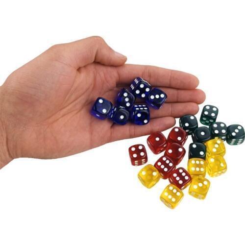 Acrylic Dice 40/80/160 PCS Transparent Color 16mm White Point Dice Set Round Corner Four Color Hexahedron Table Games D6 Club