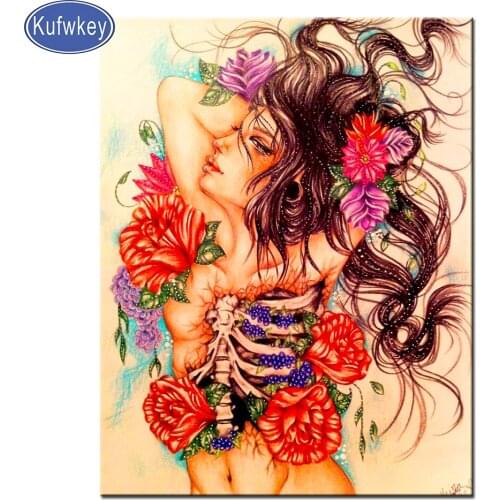 Skull Woman diy diamond painting handmade"Beautiful Woman"diamond embroidery full Square round drill mosaic Diamant art