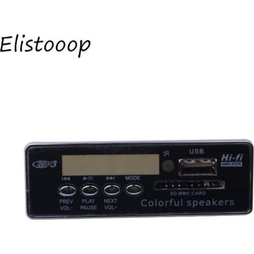 Elistooop Car USB Bluetooth Hands-free MP3 Player Integrated MP3 Decoder Board Module with Remote Control for car SD CARD