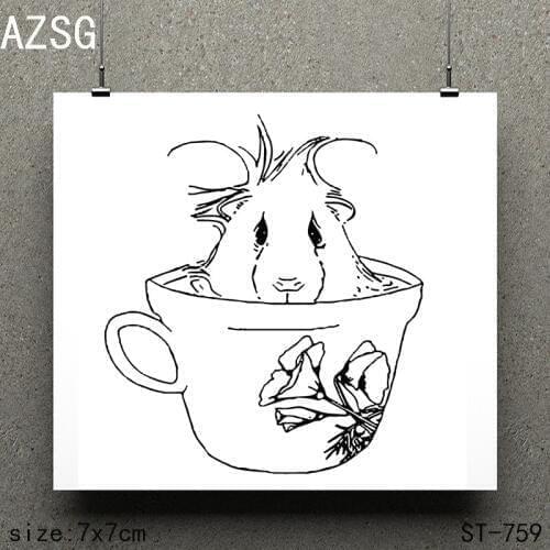 AZSG Mouse in the cup Cross Clear Stamps/seal for DIY Scrapbooking/Card Making/Photo Album Decoration Supplies