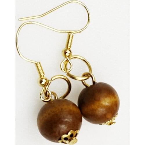 Safe Environmentally Friendly Big Wooden Beads Drop Earrings Round Earrings Clip Earrings Romantic Party Gifts For Women