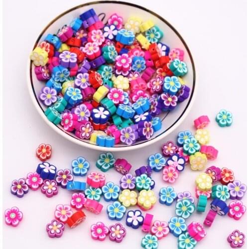 30pcs Mix Flower Polymer Soft Pottery Middle Hole Bead 10mm Bracelet Necklace Decoration DIY Clothing Jewelry Accessories