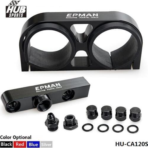 Twin Fuel Pump Bracket Billet Aluminium Assembly Outlet Manifold In Black for EPMAN 044 For Toyota rav4 HU-CA120S