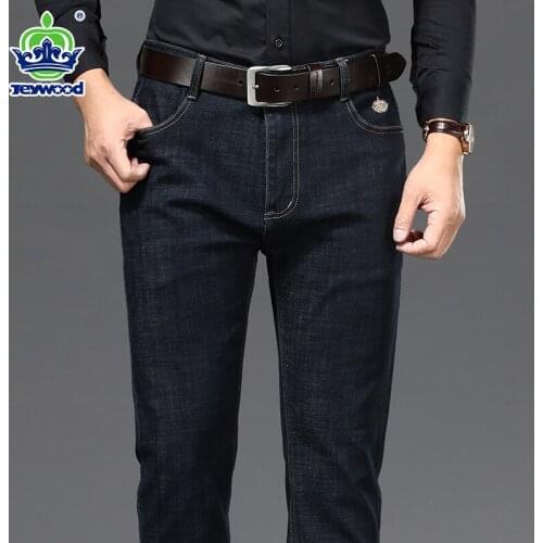 Spring Autumn Office Business Jeans Men Classic Style Black Blue Stretch Straight-leg Denim Pants Male Brand Trousers 28-40 42