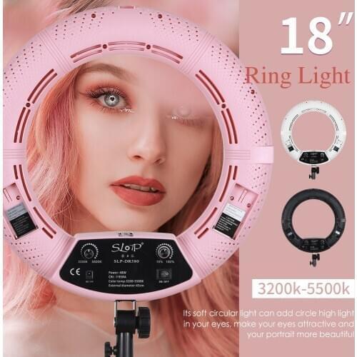 SLOJP 18 inch Ring Light Kit,LED Video Light Makeup Lamp,Light Cirlce with Tripod Stand and Battery (DR580)