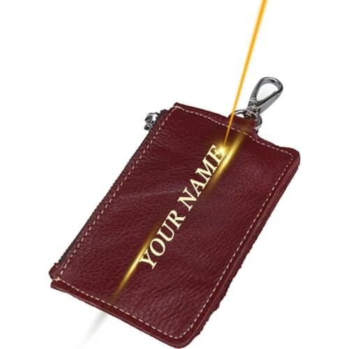 Name Engraved Leather Keychain Men Women Key Wallet Organizer Pouch Car Housekeeper Key Case Mini Card Bag Customized Gift
