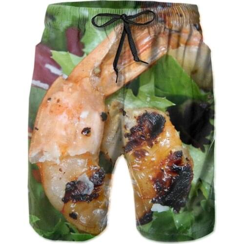 Summer Men Beach Short Breathable Quick Dry Humor Graphic Food Party,Food Full Printed basketball Asian Hawaii Pants