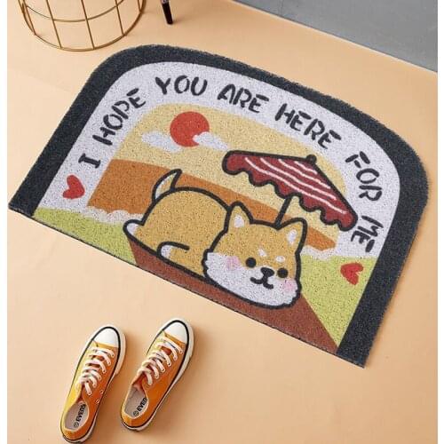 Cute Cartoon Small Door Mat Living Room Mat PVC Anti-slip Mat Silk Loop entrance Door Mat Carpet Custom Hallway Porch Mat Carpet