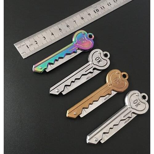 Mini Keyring Fold Blade Survive Outdoor kit gadget Knife Letter Pocket Keychain Box Open Opener Camp Package Tool Multi Key Ring