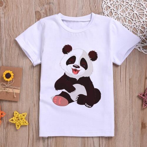 Fashion New T-shirt Girl Panda Polar Bear Cute Girls T Shirt Unisex Boys Shirts Casual Short Sleeve Kids Tshirt Harajuku Summer