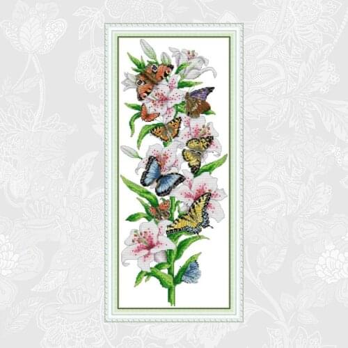 Butterflies love flowers Patterns Printed Canvas DIY Handwrok Cross Stitch Kits DMC Embroidery Needlework Home Decor Paintings