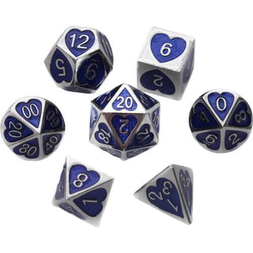 7pcs/set Solid Metal Multi Side Numeral D4 D6 D8 D10 D12 D20 Board Game Dice Set for Party Casino Board Game