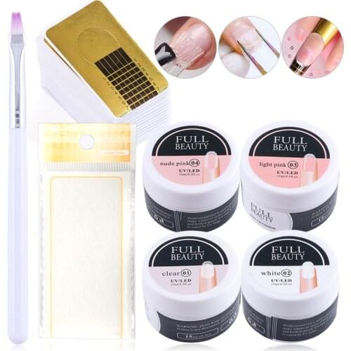 Nail Gel Extension Kits Nail Extensions UV Builder Gel Silk Fiberglass Nail Art Forms French Tips Brush Tools Manicure TR1800