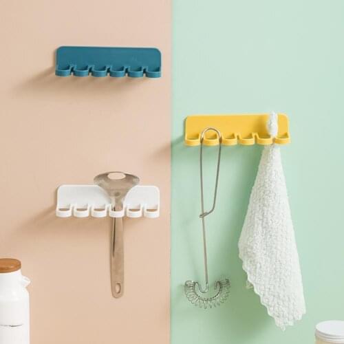Bathroom Six Holes Wall Hook Kitchen Sticking Hook Punch-free Waterproof ABS Delicate Saving Space Towel Holder for Bathroom