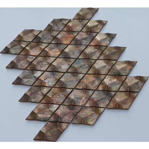 Classical style cheaper price diamond shape copper bronze metal mosaic tile for hotel lobby decoration