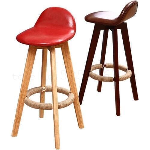 Nordic Solid Wood Bar Chair Modern Simple Rotary Stand Retro Creative Bar Chair