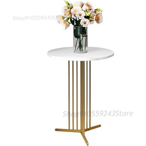 Nordic Rock Board Coffee Table Simple Light Luxury Modern Small Apartment Balcony Wrought Iron Living Room Sofa Creative Round C